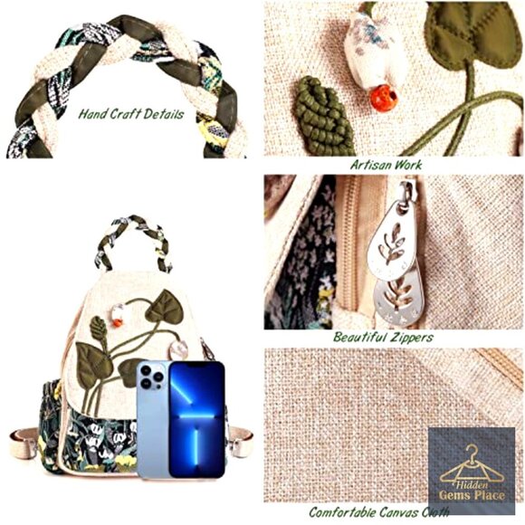 Convertible Canvas Sling Backpack, Adjustable Straps, Water-Resistant Daypack main image 6